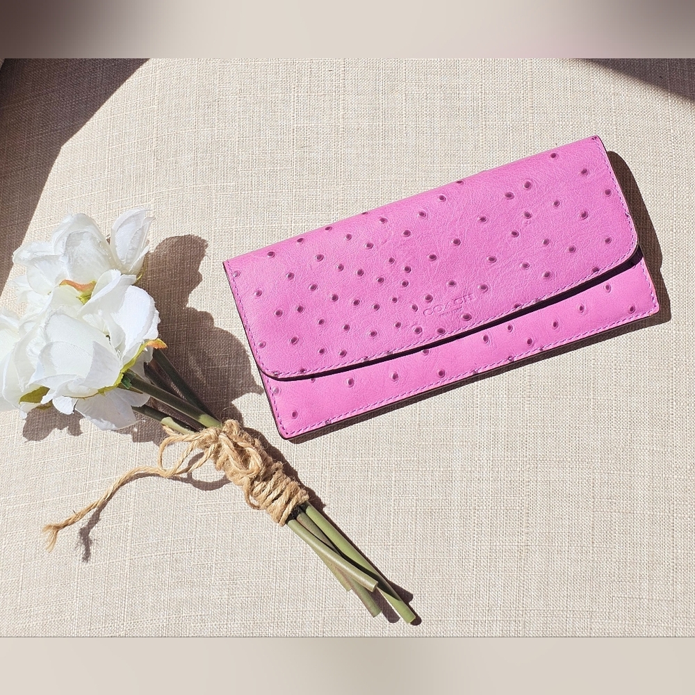 Coach Ostrich Leather Envelope Wallet ( Pink / Purple )